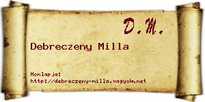 Debreczeny Milla névjegykártya