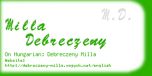 milla debreczeny business card